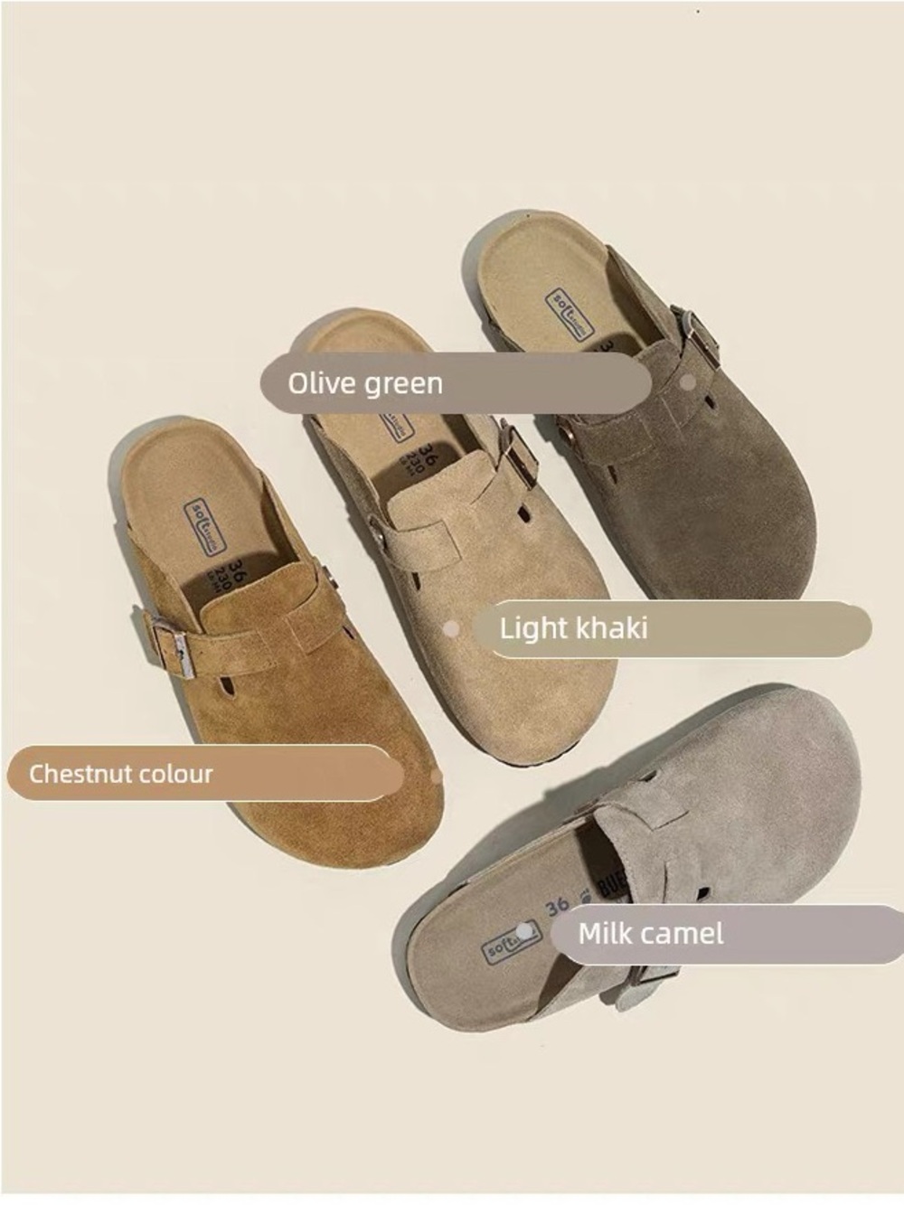 🩴Birkenstock Clog Sandals – Suede Taupe – Cork Footbed – Adjustable Buckle